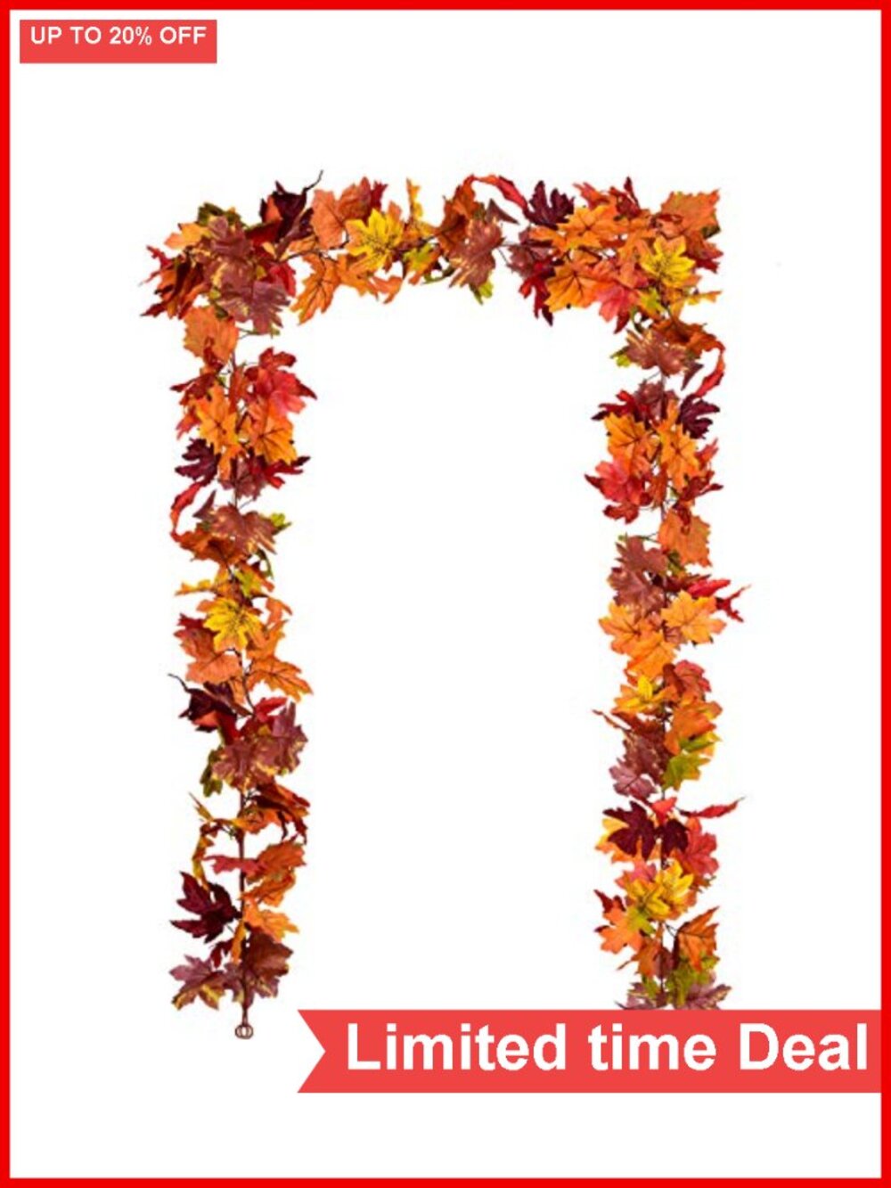 5.9FT Maple Leaf Fall Garland 2 Pack with Flexible Wire Stems, Thanksgiving
